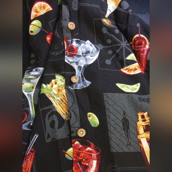 Vtg Paradise Found Cocktail Hour Drink Print Genuine Hawaiian Shirt Mens Large - Picture 8 of 9